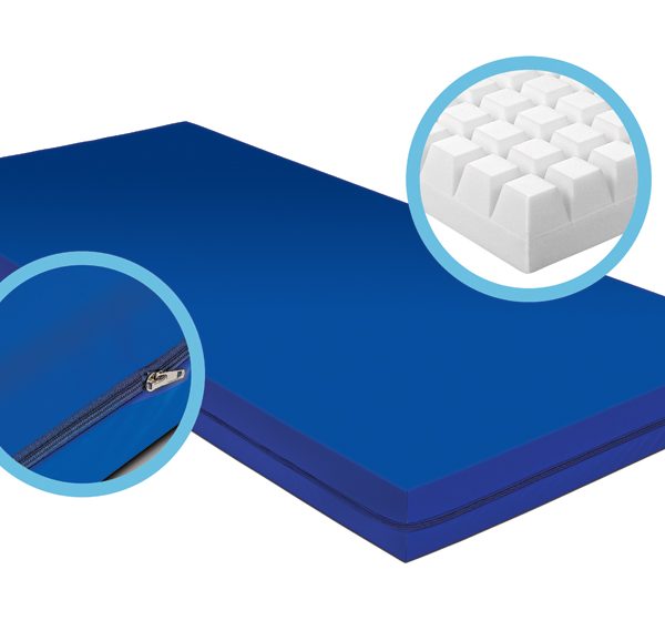 Materac przeciwodleżynowy REHA MEDiCO – profilowana pianka poliuretanowa zapewniająca równomierne rozłożenie nacisku.