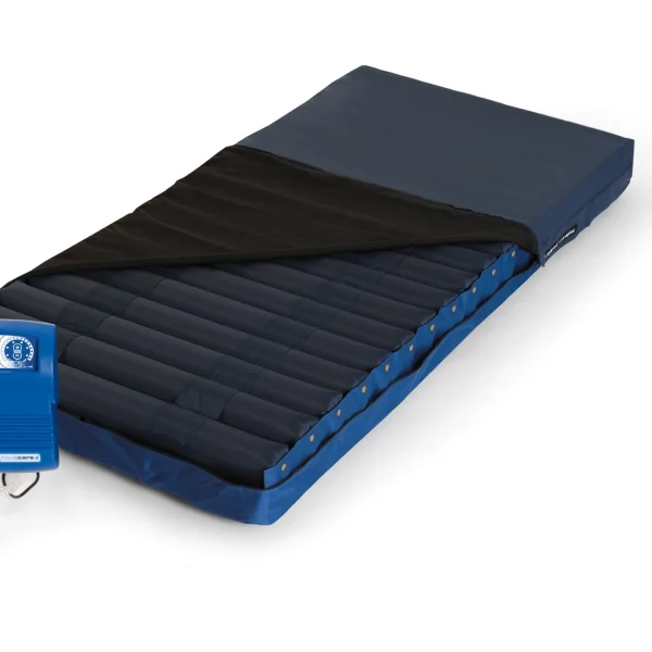 Materac przeciwodleżynowy ASX DIGITAL Novacare z niebieską pompą i pokrowcem