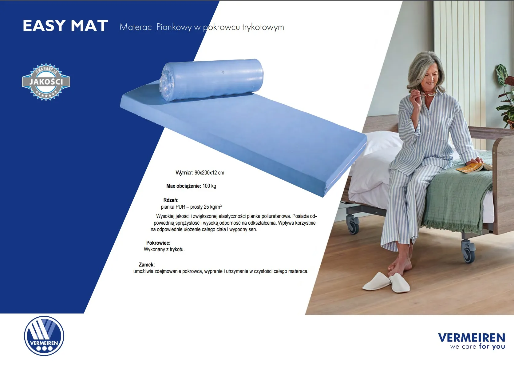 Materac EASY-MAT z pokrowcem trykotowym – karta techniczna produktu