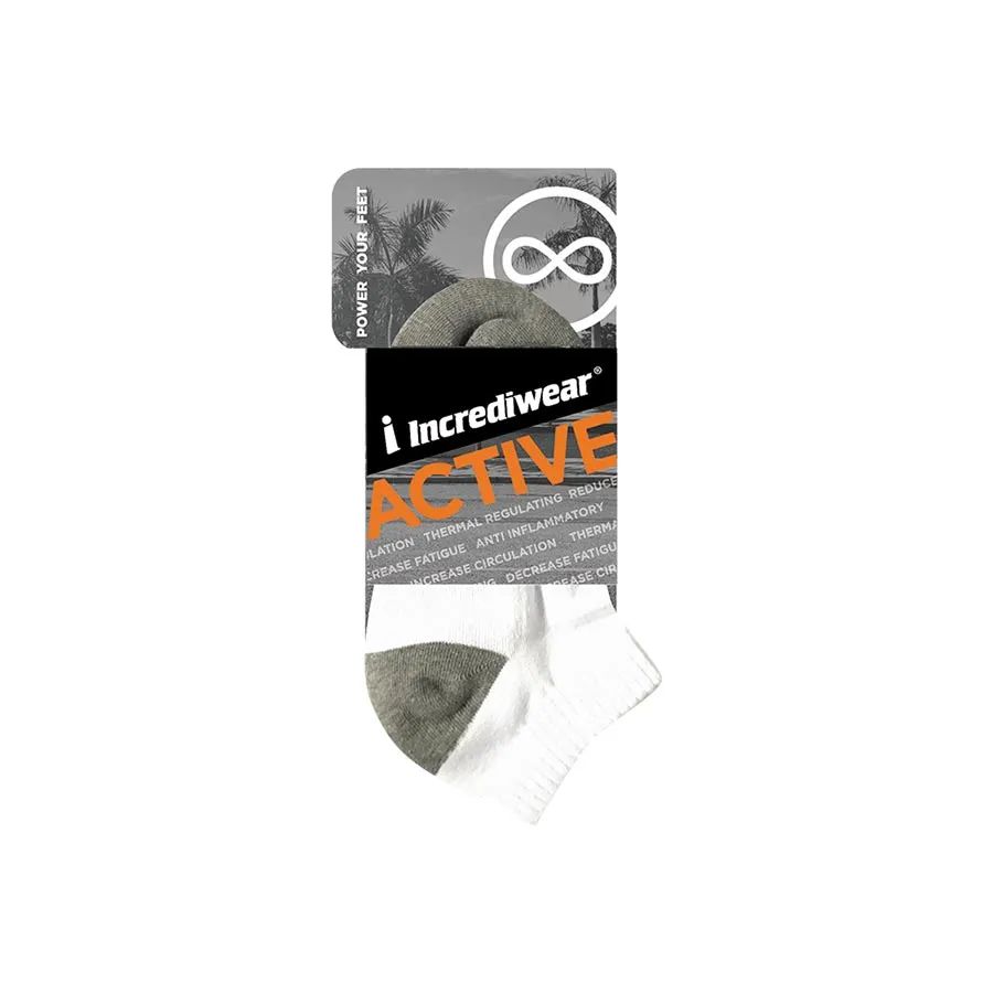 Biało-szare skarpetki Incrediwear w opakowaniu