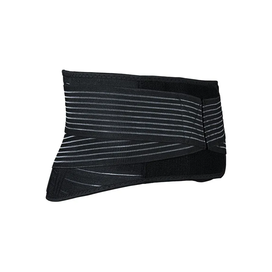 Czarny terapeutyczny pas lędźwiowy Incrediwear z widocznymi pasami kompresyjnymi