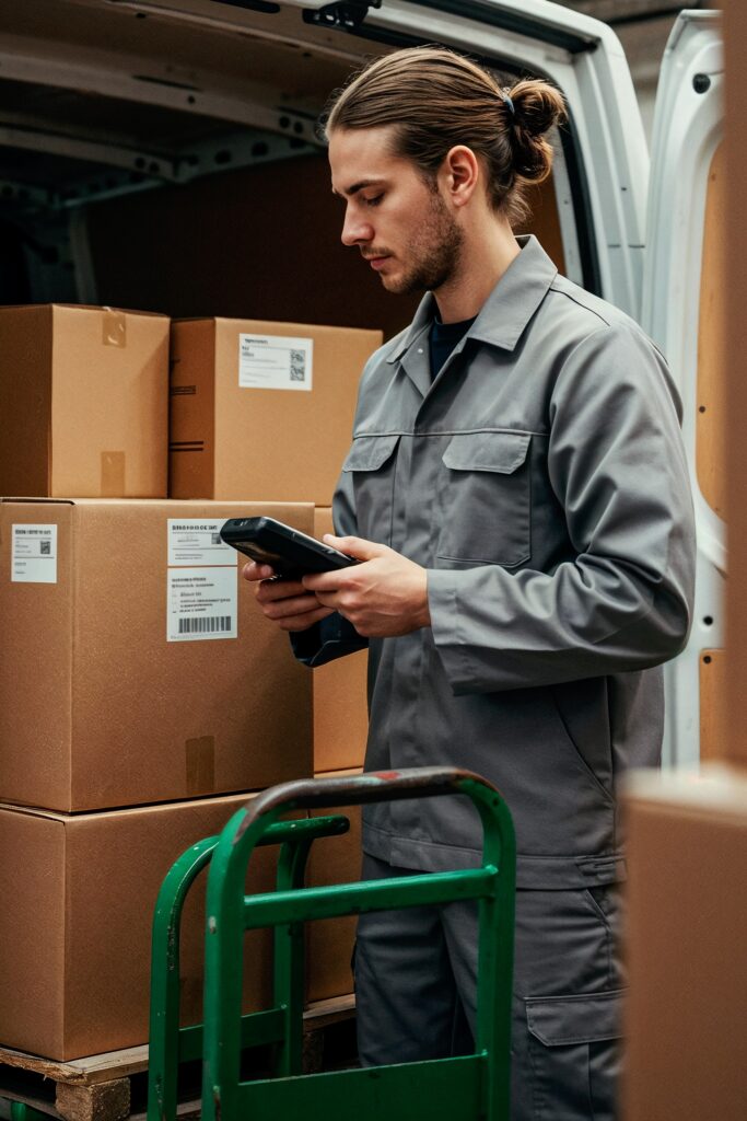 dostawca-skanuje-paczki-w-furgonetce-portret